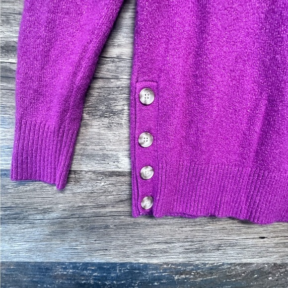 LOFT Purple Cowl Neck Sweater with Long Sleeves and Cozy Texture - Picture 5 of 6